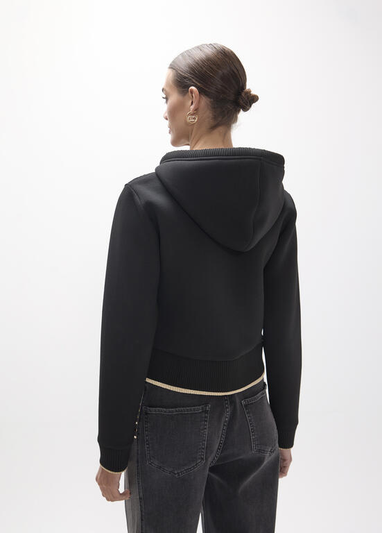 SUDADERA ABIERTA NEGRO CON LENTEJUELAS TRICOLOR