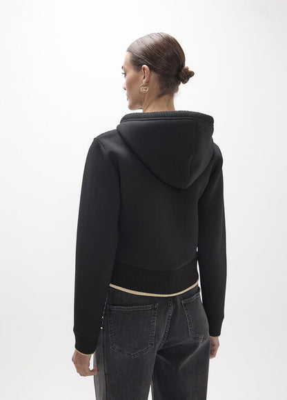 SUDADERA ABIERTA NEGRO CON LENTEJUELAS TRICOLOR