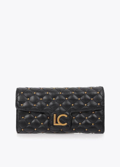 Billetero Lola Casademunt efecto piel acolchada con mini tachas NEGRO