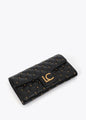 Billetero Lola Casademunt efecto piel acolchada con mini tachas NEGRO