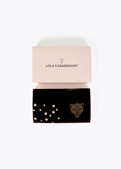 PACK REGALO CALCETINES CON PERLAS Y CRISTALES GRIS-MULTICOLOR