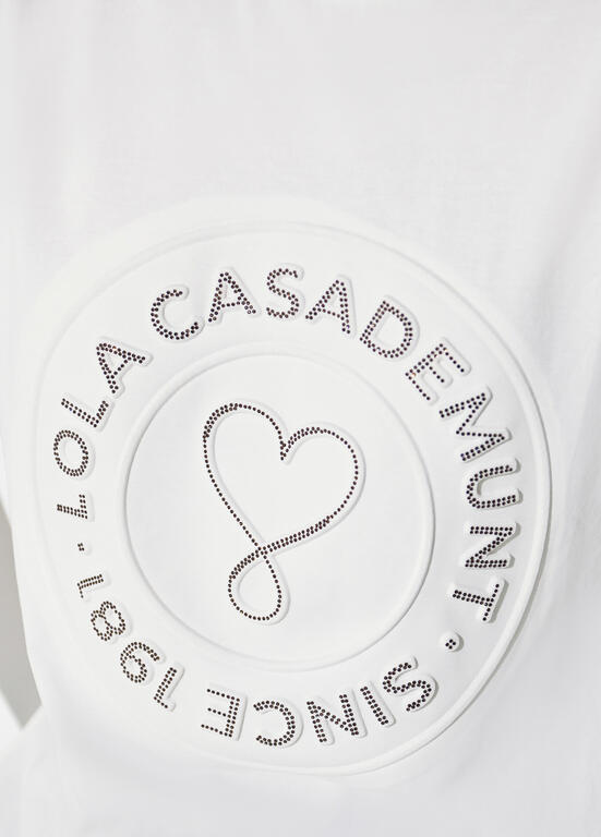 Camiseta Lola Casademunt cuello caja, fit con aberturas laterales, diseño rosco BLANCO