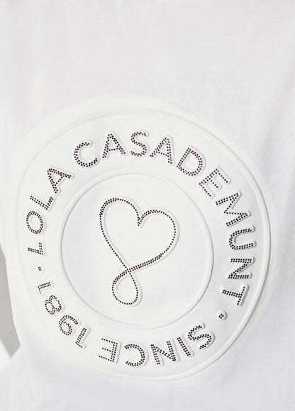 Camiseta Lola Casademunt cuello caja, fit con aberturas laterales, diseño rosco BLANCO