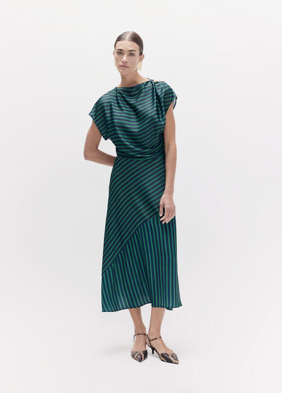 Vestido Lola Casademunt largo rayas bicolor VERDE-AZUL