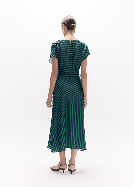 Vestido Lola Casademunt largo rayas bicolor VERDE-AZUL