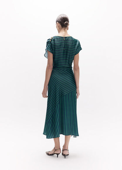 Vestido Lola Casademunt largo rayas bicolor VERDE-AZUL