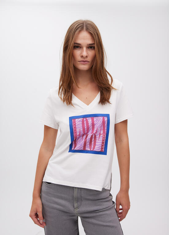 Camiseta Lola Lasademunt cebra print blanco multicolor