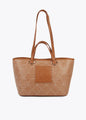 Shopper Lola Casademunt en material trenzado y efecto piel marrón