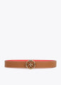 Cinturon Lola Casademunt reversible trebol corazones infinitos marron-rojo 95 cm