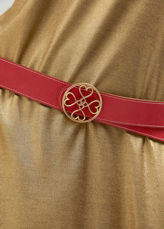 Cinturon Lola Casademunt reversible trebol corazones infinitos marron-rojo 95 cm