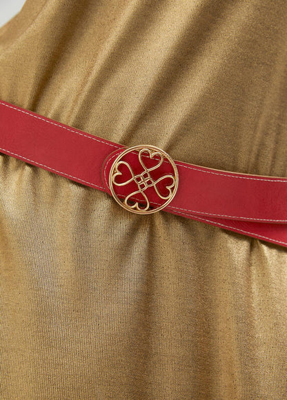 Cinturon Lola Casademunt reversible trebol corazones infinitos marron-rojo 95 cm