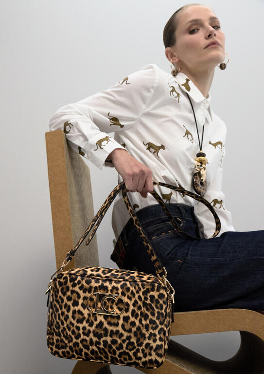 Bolso Lola Casademunt Bandolera básica leopardo Marrón-negro