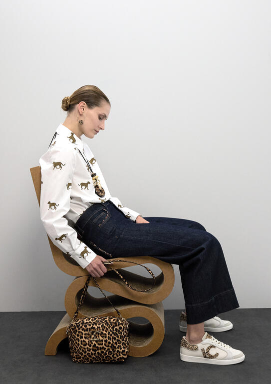 Bolso Lola Casademunt Bandolera básica leopardo Marrón-negro