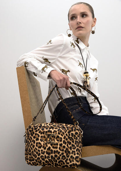 Bolso Lola Casademunt Bandolera básica leopardo Marrón-negro