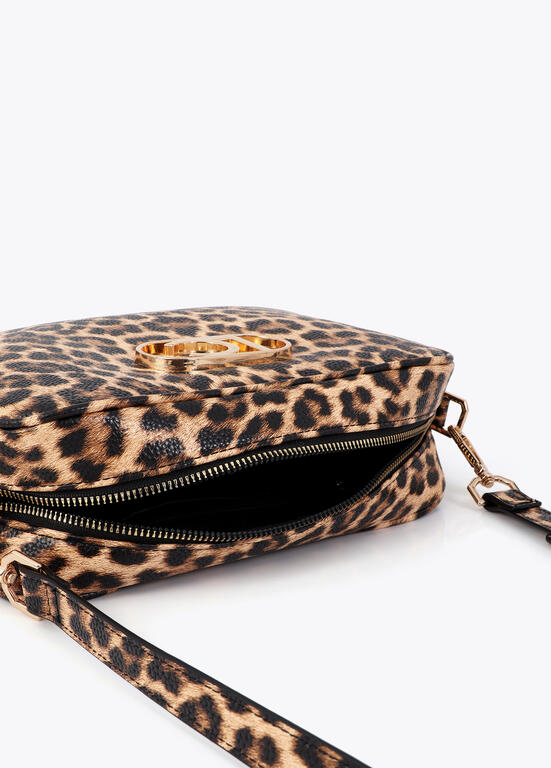 Bolso Lola Casademunt Bandolera básica leopardo Marrón-negro