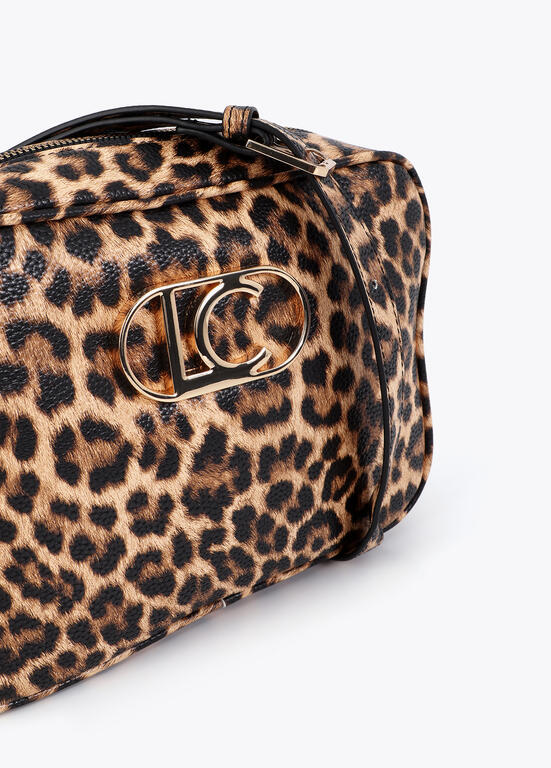 Bolso Lola Casademunt Bandolera básica leopardo Marrón-negro