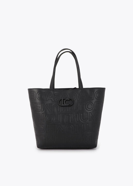 Bolso Lola Casademunt Shopper desestructurado pespuntes monograma Negro