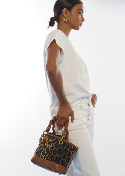 Bolso Lola Casademunt Mini capazo leopardo y efecto piel