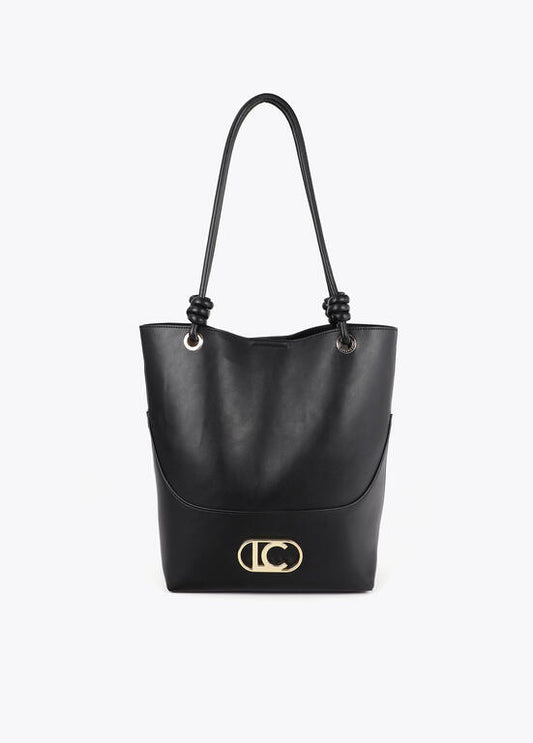 Bolso Lola Casademunt Shopper asa nudos pieza inferior NEGRO