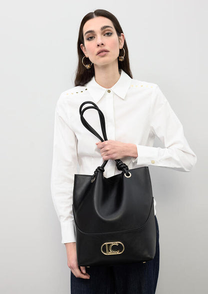 Bolso Lola Casademunt Shopper asa nudos pieza inferior NEGRO