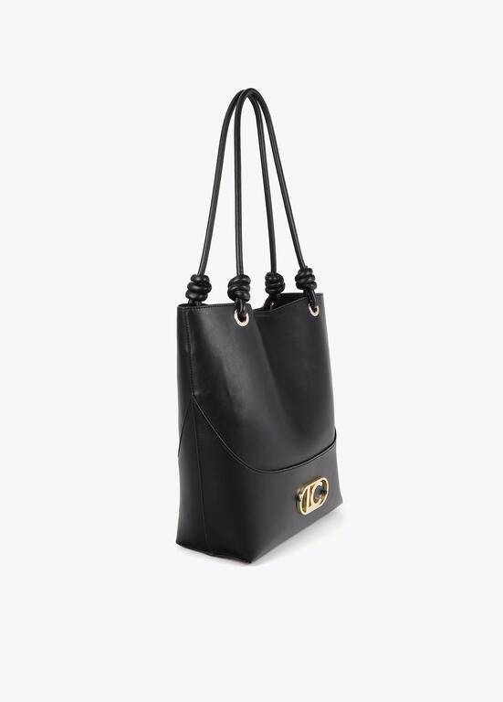 Bolso Lola Casademunt Shopper asa nudos pieza inferior NEGRO