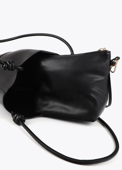 Bolso Lola Casademunt Shopper asa nudos pieza inferior NEGRO