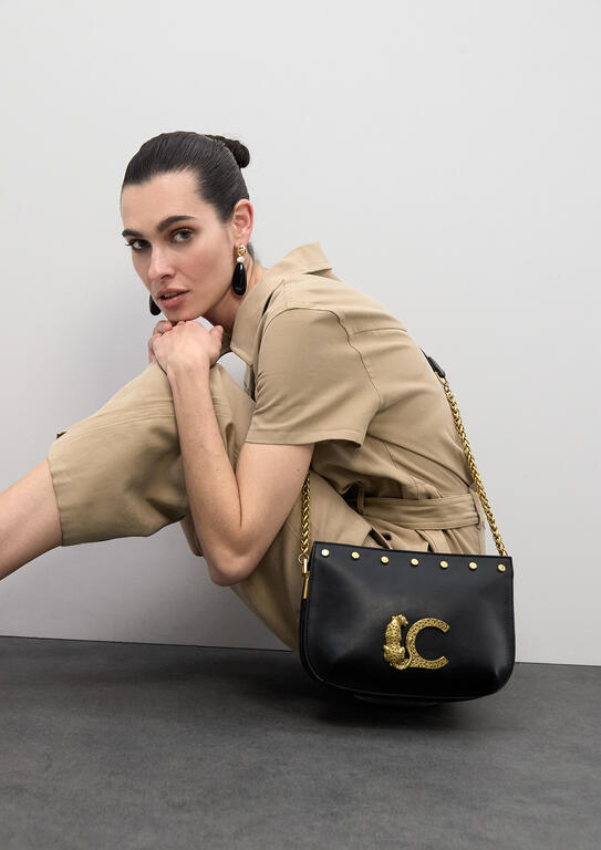 Bolso Lola Casademunt Bandolera LC animal tachas NEGRO