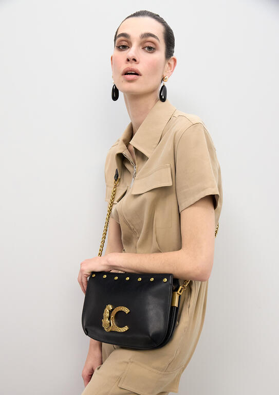 Bolso Lola Casademunt Bandolera LC animal tachas NEGRO