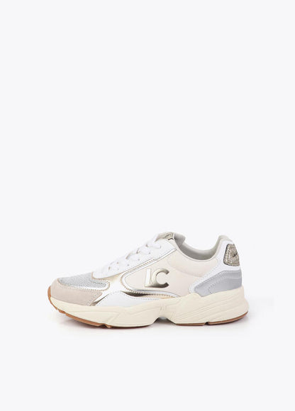 Deportivas Lola Casademunt tipo running tejidos combi detalles piel crudo metal