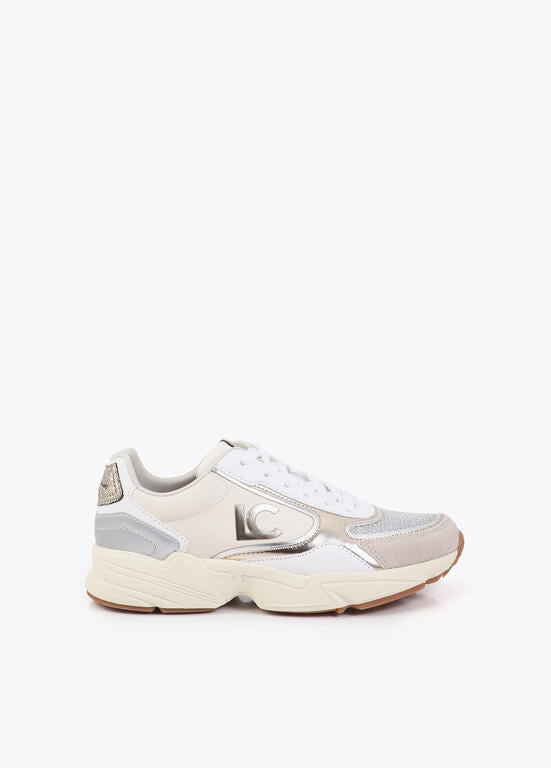 Deportivas Lola Casademunt tipo running tejidos combi detalles piel crudo metal