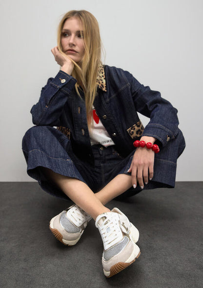 Deportivas Lola Casademunt tipo running tejidos combi detalles piel crudo metal