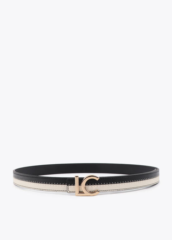 Cinturón Lola Casademunt bicolor hebilla logo LC Negro-Crudo