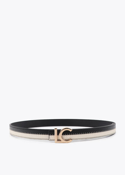 Cinturón Lola Casademunt bicolor hebilla logo LC Negro-Crudo