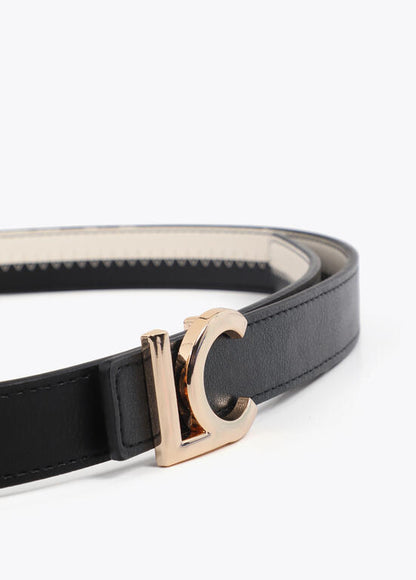 Cinturón Lola Casademunt bicolor hebilla logo LC Negro-Crudo