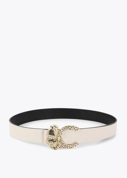 Cinturón Lola Casademunt reversible hebilla logo animal Crudo-Negro