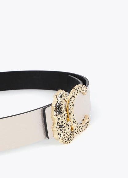 Cinturón Lola Casademunt reversible hebilla logo animal Crudo-Negro