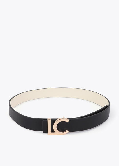 Cinturón Lola Casademunt reversible hebilla LC bicolor Crudo-Negro