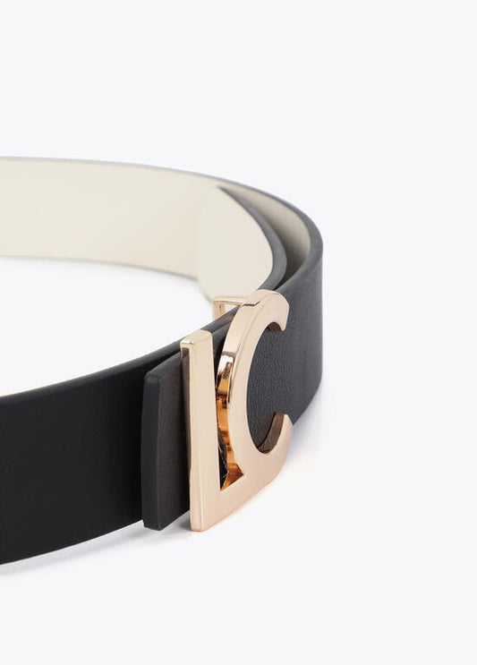 Cinturón Lola Casademunt reversible hebilla LC bicolor Crudo-Negro