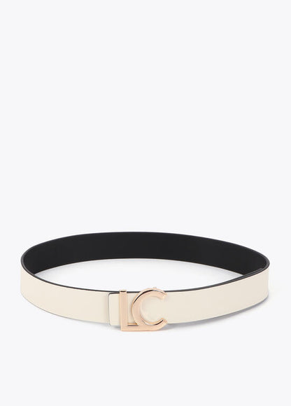 Cinturón Lola Casademunt reversible hebilla LC bicolor Crudo-Negro