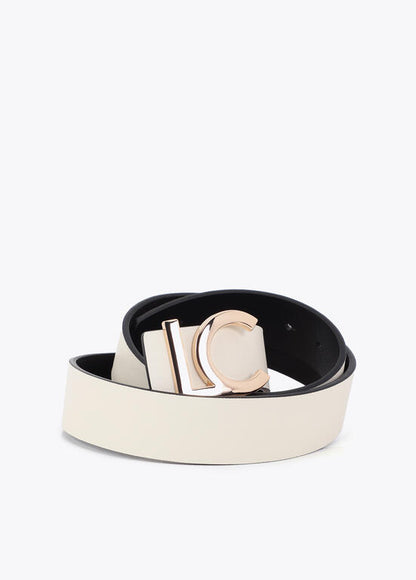 Cinturón Lola Casademunt reversible hebilla LC bicolor Crudo-Negro