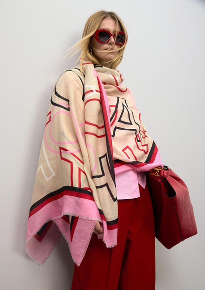 Fular Lola Casademunt estampado con letras logo CRUDO-MULTICOLOR
