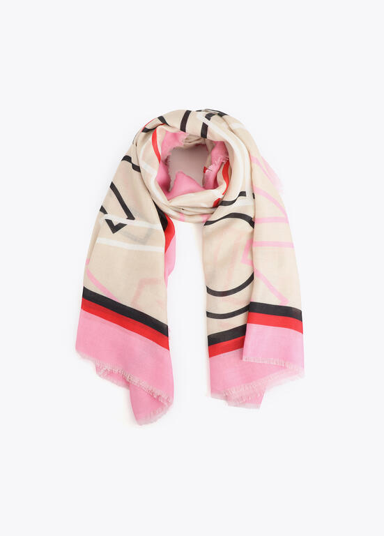 Fular Lola Casademunt estampado con letras logo CRUDO-MULTICOLOR