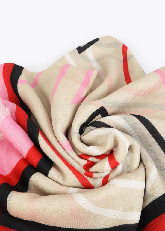 Fular Lola Casademunt estampado con letras logo CRUDO-MULTICOLOR