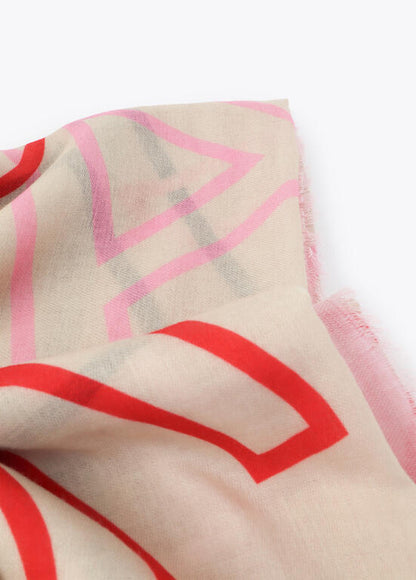 Fular Lola Casademunt estampado con letras logo CRUDO-MULTICOLOR