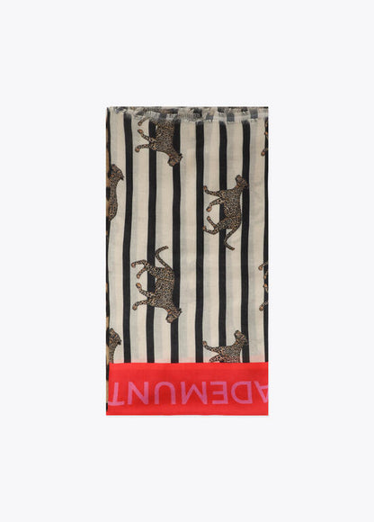 Fular Lola Casademunt estampado combinado de rallas y leopardos MARRON-MULTICOLOR