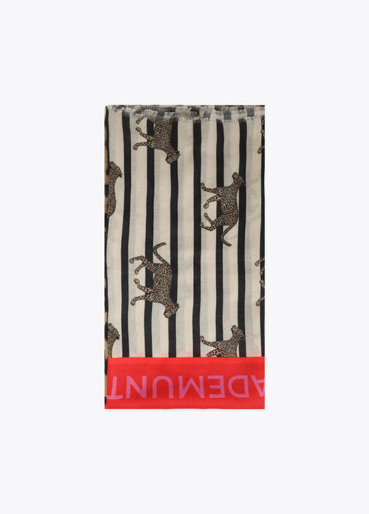 Fular Lola Casademunt estampado combinado de rallas y leopardos MARRON-MULTICOLOR