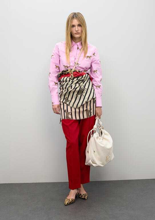 Fular Lola Casademunt estampado combinado de rallas y leopardos MARRON-MULTICOLOR
