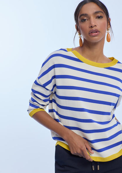 Jersey Lola Casademunt rayas bicolor rib a contraste Crudo-Azul