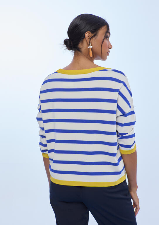 Jersey Lola Casademunt rayas bicolor rib a contraste Crudo-Azul
