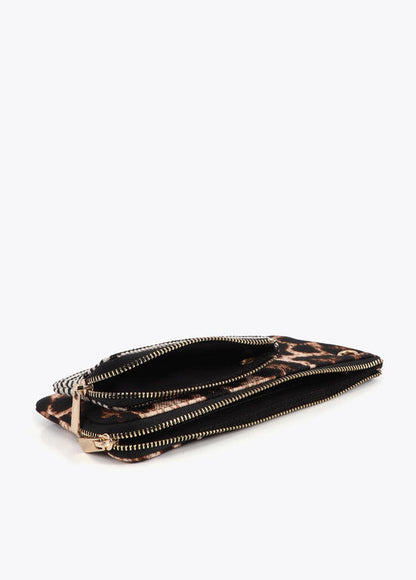 Monedero Lola Casademunt doble con colgante LC Tejido CRUDO-MARRON